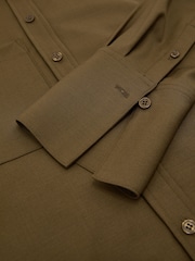 Reiss Khaki Green Adie Wool-Blend Long-Sleeve Shirt - Image 10 of 10