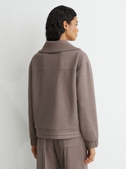 Reiss Fawn Brown Layla Lyocell-Wool Half-Zip Sweatshirt - Image 5 of 6