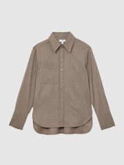 Reiss Neutral Adie Wool-Blend Long-Sleeve Shirt - Image 2 of 7