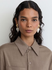 Reiss Neutral Adie Wool-Blend Long-Sleeve Shirt - Image 3 of 7
