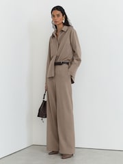 Reiss Neutral Adie Wool-Blend Long-Sleeve Shirt - Image 4 of 7