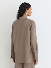 Reiss Neutral Adie Wool-Blend Long-Sleeve Shirt - Image 5 of 7