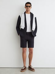 Reiss Navy Drill Technical Stretch Shorts - Image 1 of 6