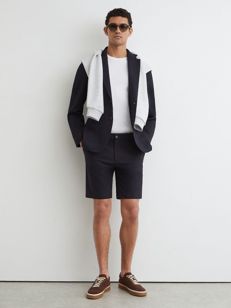Reiss Navy Drill Technical Stretch Shorts - Image 1 of 6