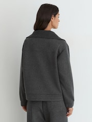 Reiss Charcoal Grey Marl Layla Lyocell-Wool Half-Zip Sweatshirt - Image 5 of 6