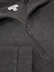 Reiss Charcoal Grey Marl Layla Lyocell-Wool Half-Zip Sweatshirt - Image 6 of 6