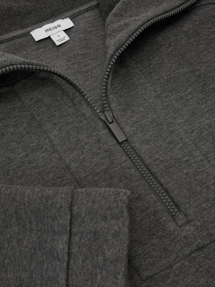 Reiss Charcoal Grey Marl Layla Lyocell-Wool Half-Zip Sweatshirt - Image 6 of 6 Reiss Charcoal Grey Marl Layla Lyocell-Wool Half-Zip Sweatshirt - Image 6 of 6