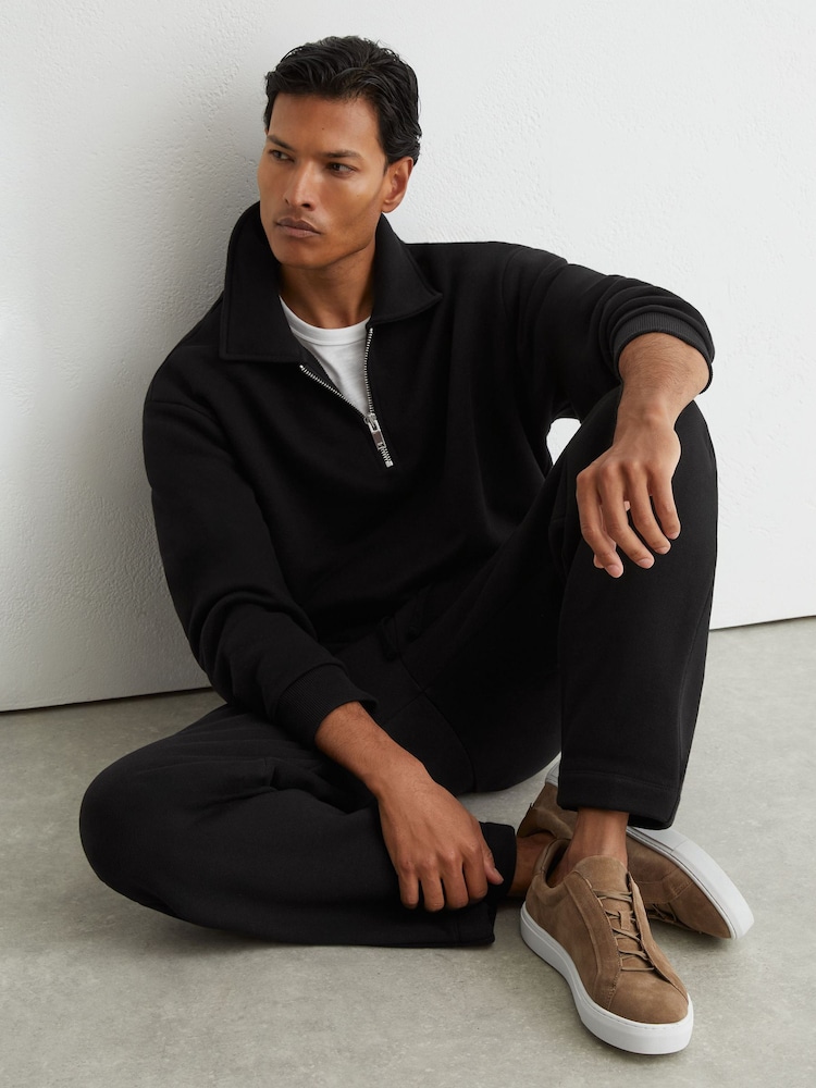 Czarny - Reiss Kurwin Cotton Heavyweight Half-Zip Sweatshirt - Obraz 1 z 7 Czarny - Reiss Kurwin Cotton Heavyweight Half-Zip Sweatshirt - Obraz 1 z 7