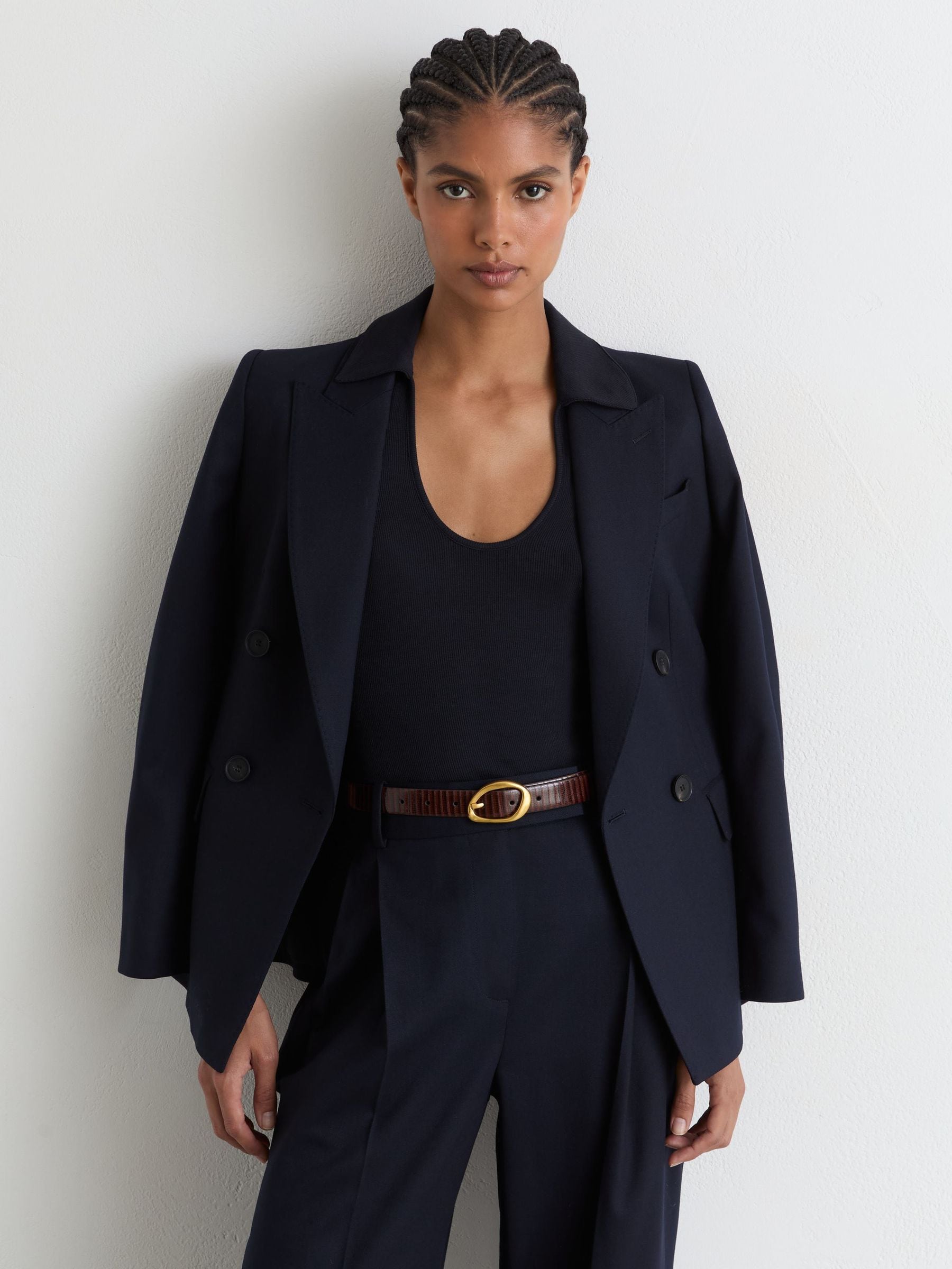 Buy Reiss Navy Daria Scoop-Neck Jersey Polo Top from Next USA