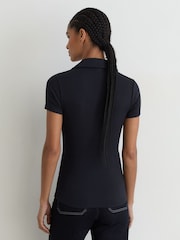 Reiss Navy Daria Scoop-Neck Jersey Polo Top - Image 5 of 6