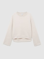 Reiss Neutral Marl Carmen Cotton-Blend Sweatshirt with Cashmere - Image 2 of 6