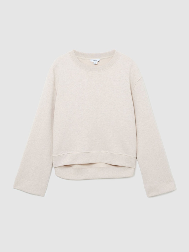 Reiss Neutral Marl Carmen Cotton-Blend Sweatshirt with Cashmere - Image 2 of 6