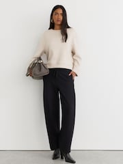 Reiss Neutral Marl Carmen Cotton-Blend Sweatshirt with Cashmere - Image 3 of 6