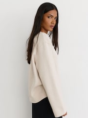 Reiss Neutral Marl Carmen Cotton-Blend Sweatshirt with Cashmere - Image 4 of 6