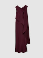 Reiss Berry Red Winnie Asymmetric Cape-Detail Maxi Dress - Image 2 of 7