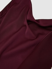 Reiss Berry Red Winnie Asymmetric Cape-Detail Maxi Dress - Image 7 of 7