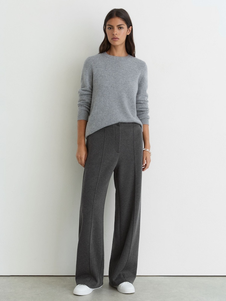 Reiss Charcoal Grey Marl Layla Lyocell-Wool Wide-Leg Joggers - Image 1 of 8 Reiss Charcoal Grey Marl Layla Lyocell-Wool Wide-Leg Joggers - Image 1 of 8