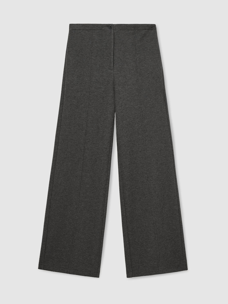 Reiss Charcoal Grey Marl Layla Lyocell-Wool Wide-Leg Joggers - Image 2 of 8 Reiss Charcoal Grey Marl Layla Lyocell-Wool Wide-Leg Joggers - Image 2 of 8