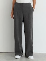 Reiss Charcoal Grey Marl Layla Lyocell-Wool Wide-Leg Joggers - Image 3 of 8