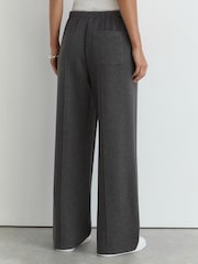 Reiss Charcoal Grey Marl Layla Lyocell-Wool Wide-Leg Joggers - Image 6 of 8