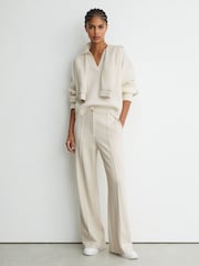 Reiss Ivory Layla Lyocell-Wool Wide-Leg Joggers - Image 1 of 6