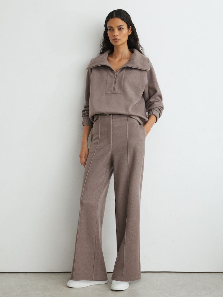 Reiss Fawn Brown Layla Lyocell-Wool Wide-Leg Joggers - Image 1 of 7 Reiss Fawn Brown Layla Lyocell-Wool Wide-Leg Joggers - Image 1 of 7
