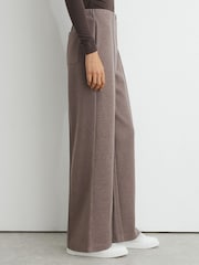 Reiss Fawn Brown Layla Lyocell-Wool Wide-Leg Joggers - Image 4 of 7