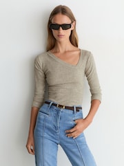Reiss Fliss Asymmetric Metallic Long-Sleeve Top - 6의 이미지 1