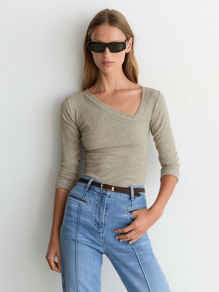 Reiss Fliss Asymmetric Metallic Long-Sleeve Top - 6의 이미지 1 Reiss Fliss Asymmetric Metallic Long-Sleeve Top - 6의 이미지 1