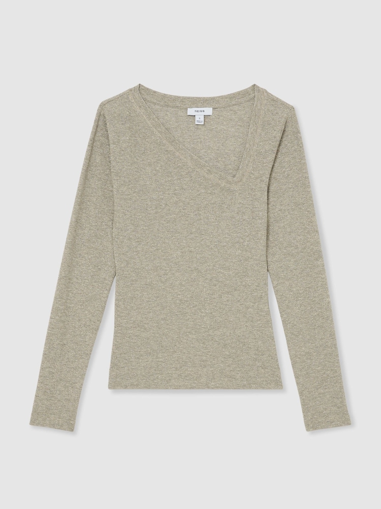 Reiss Fliss Asymmetric Metallic Long-Sleeve Top - 6의 이미지 2 Reiss Fliss Asymmetric Metallic Long-Sleeve Top - 6의 이미지 2