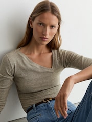 Reiss Fliss Asymmetric Metallic Long-Sleeve Top - 6의 이미지 3