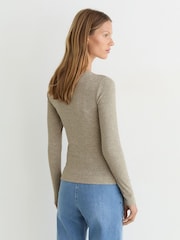 Reiss Fliss Asymmetric Metallic Long-Sleeve Top - 6의 이미지 5