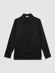 Reiss Black Elora Houndstooth-Check Jacquard Shirt - Image 2 of 7