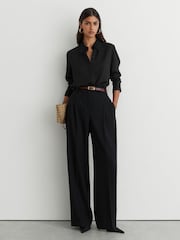Reiss Black Elora Houndstooth-Check Jacquard Shirt - Image 5 of 7