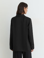 Reiss Black Elora Houndstooth-Check Jacquard Shirt - Image 6 of 7