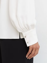 Reiss Estelle Lace-Trim Tie-Neck Blouson Shirt - Larawan 6 ng 9
