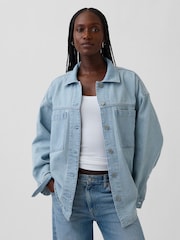 Gap Light Wash Blue Oversized Denim Shirt Jacket - Image 1 of 4