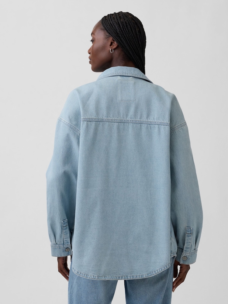 Gap Light Wash Blue Oversized Denim Shirt Jacket - Image 2 of 4