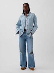 Gap Light Wash Blue Oversized Denim Shirt Jacket - Image 3 of 4