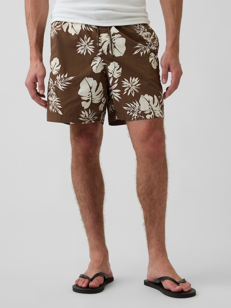 Gap Brown 6 inch Relaxed Swim Trunks - Image 1 of 6