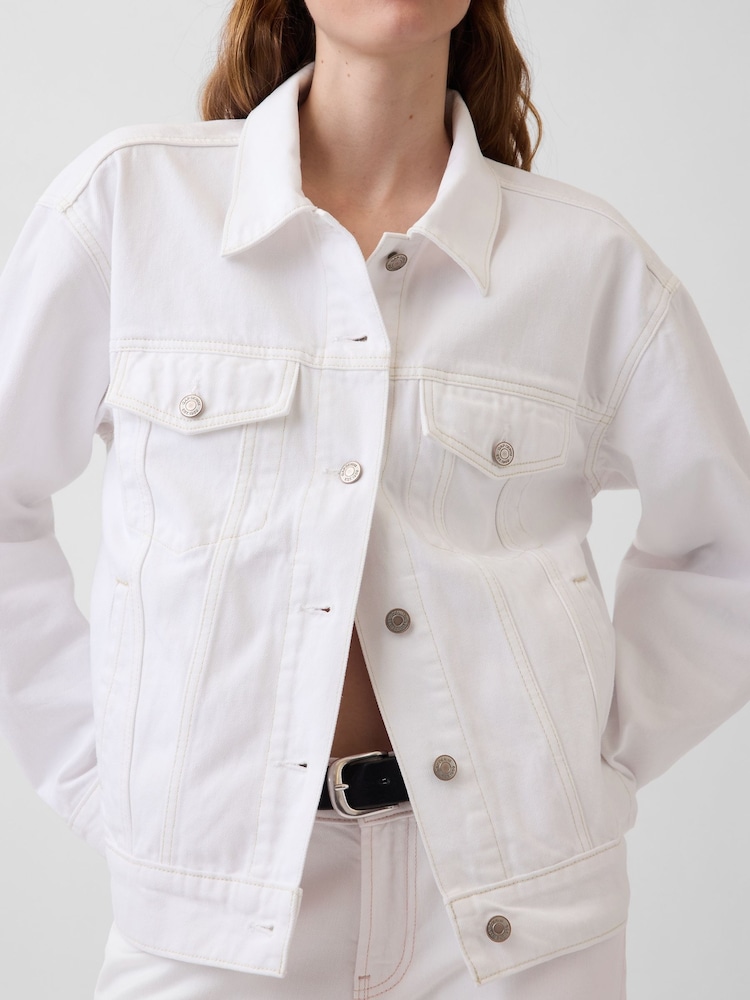 Gap White Oversized Icon Denim Jacket - Image 4 of 4