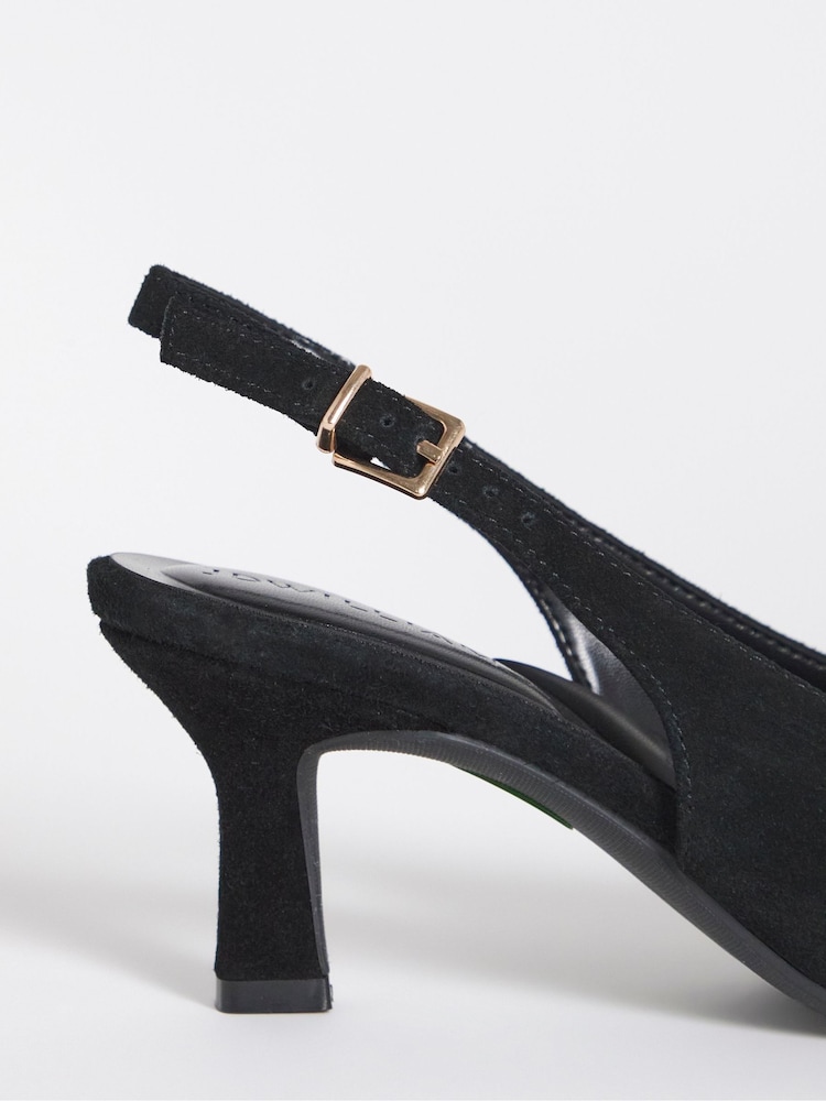 JD Williams Black Pointed toe Slingback Heels - Image 4 of 4