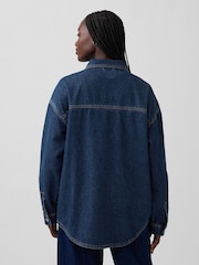Gap Dark Wash Blue Oversized Denim Shirt Jacket - Image 2 of 4