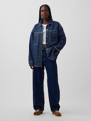 Gap Dark Wash Blue Oversized Denim Shirt Jacket - Image 3 of 4