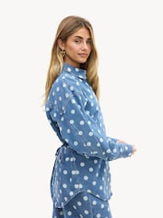 LOAVIES Grey Denim Polka Dot Unending Wishes Shirt - Image 3 of 4
