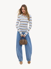 LOAVIES Blue Stripe Polo Shirt - Image 3 of 5