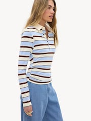 LOAVIES Blue Stripe Polo Shirt - Image 4 of 5