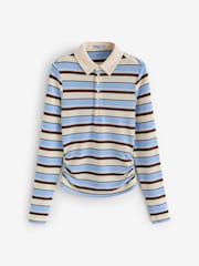 LOAVIES Blue Stripe Polo Shirt - Image 5 of 5