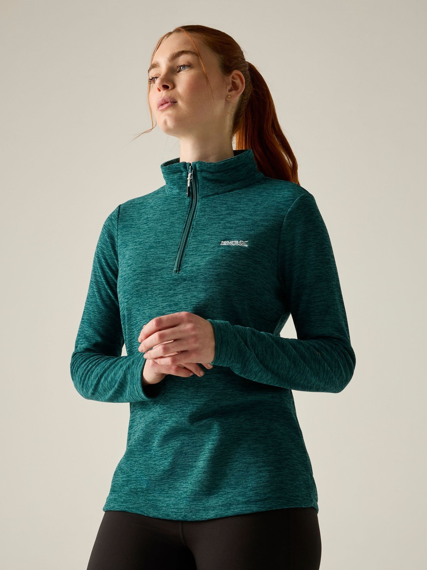 Regatta Women's Teal Sweethart Marl Half Zip Walking Fleece In | Size: 18 - Image 4
