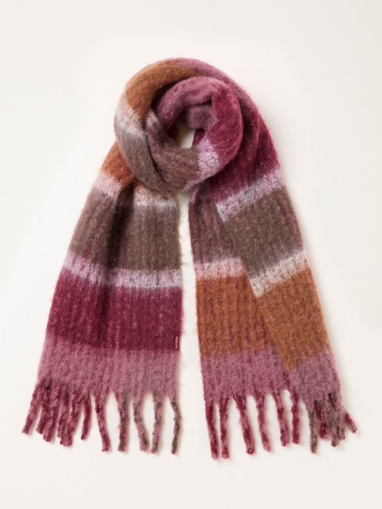 FatFace Multi Brushed Knit Stripe Scarf - Image 1 of 3 FatFace Multi Brushed Knit Stripe Scarf - Image 1 of 3